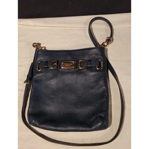 MICHAEL KORS Hamilton Navy Blue Pebbled Leather CrossBody Shoulder Purse Bag